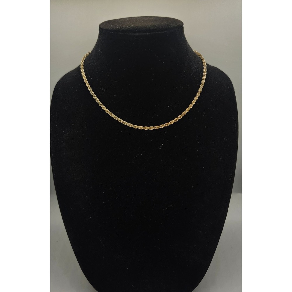 Classic Gold Tone Rope Chain Necklace Twisted Link Fashion Jewelry